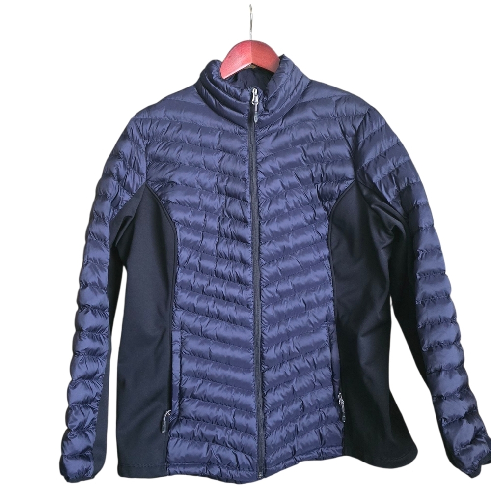 32 Degrees HEAT Women’s XL Hybrid Puffer Jacket Navy Black Lightweight Quilted C - Picture 2 of 6